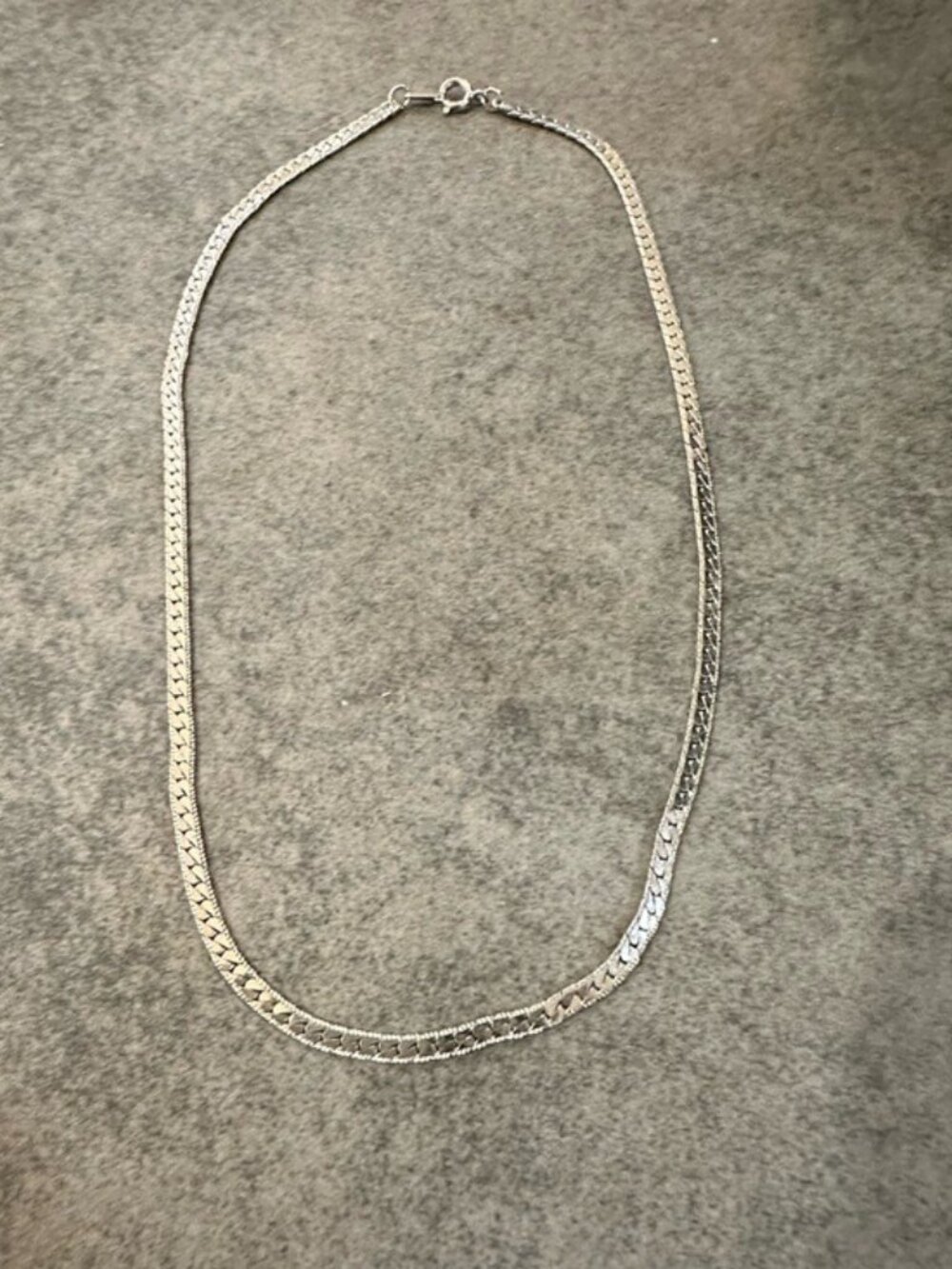Vintage Silver-Tone Snake Chain Necklace With C-Clasp - 15.5 Inches - Picture 5 of 6